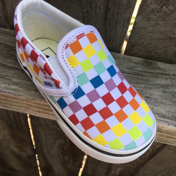 Vans baby toddler rainbow checkerboard shoes - Picture 9 of 11